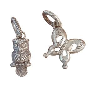Charm Lot Owl Butterfly Silver Tone Pendant‎ Necklace Jewelry Findings